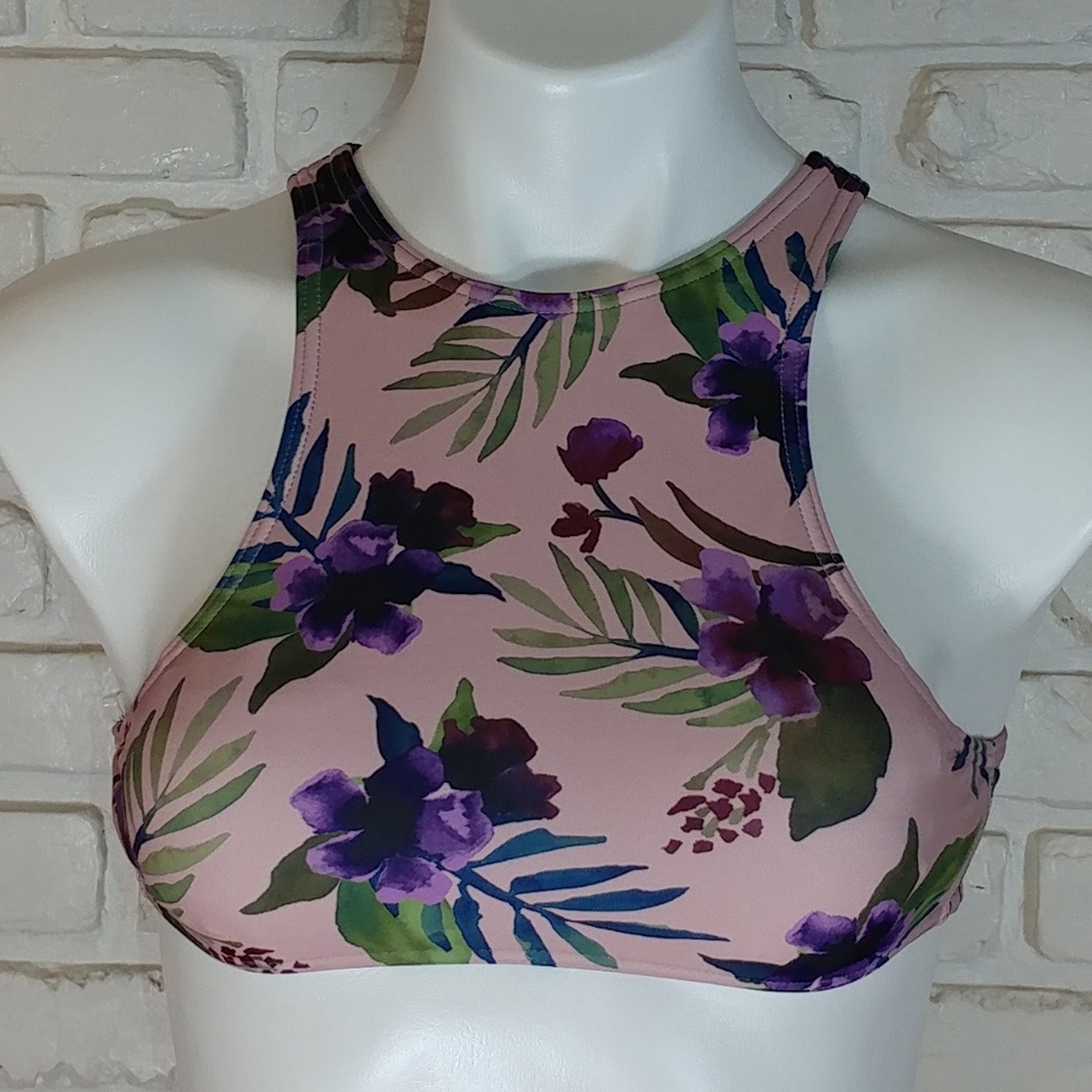 Floral Strappy Swim Halter Top Small
